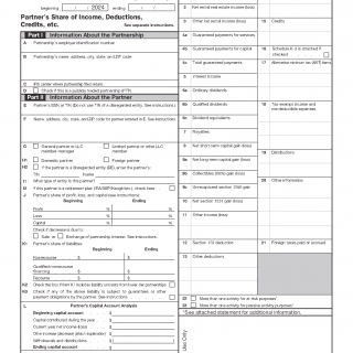IRS Form 1065. Schedule K-1. Partner’s Share of Income, Deductions, Credits, etc. IRS Form 1065. Schedule K-1. Partner’s Share of Income, Deductions, Credits, etc.