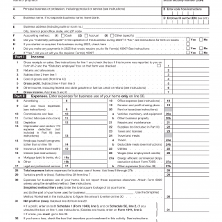 IRS Form 1040 Schedule C. Profit or Loss From Business