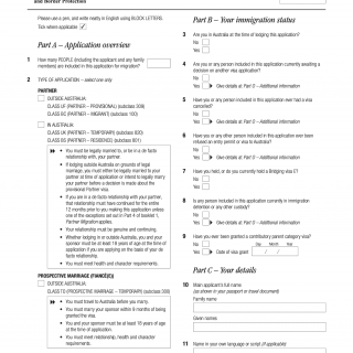 Form 47SP. Application for Migration to Australia by a Partner