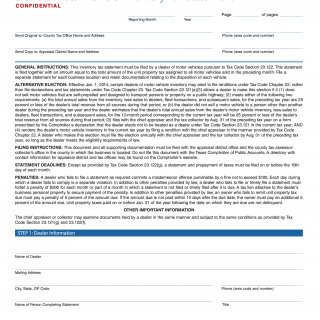 Form 50-246. Dealer's Motor Vehicle Inventory Tax Statement | Forms ...