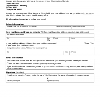 Form DR-500-039. Washington Driver License/ID Card Change of Address