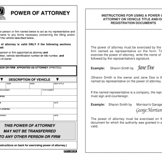 Form 735-500. Power of Attorney for Vehicle Transactions