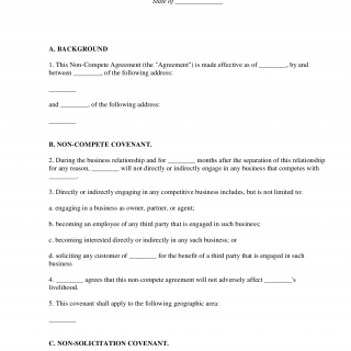 Non-Compete Agreement form