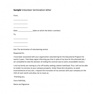 Volunteer termination letter