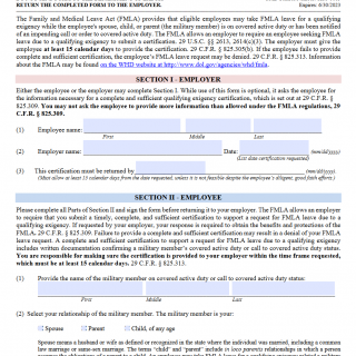 Qualifying Exigency WH-384 Leave Application Form
