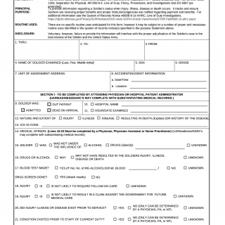 DA Form 2173. Statement of Medical Examination and Duty Status