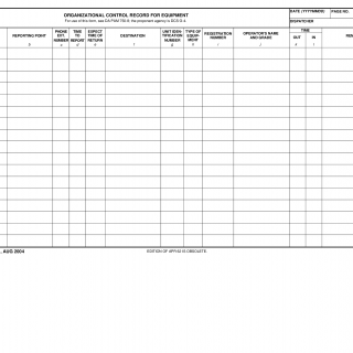 DA Form 2401. Organization Control Record for Equipment