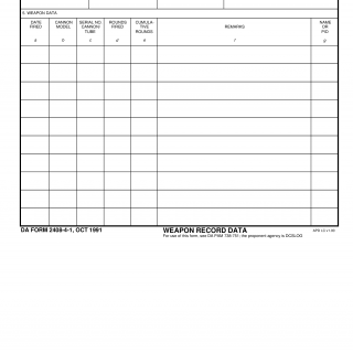 DA Form 2408-4-1. Weapon Record Data Continuation Sheet