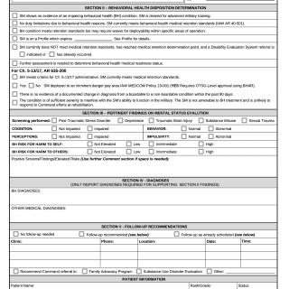 DA Form 3822. Report of Mental Status Evaluation