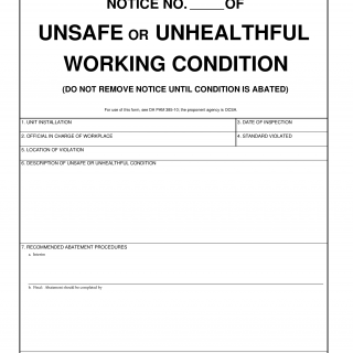 DA Form 4753. Notice No. of Unsafe or Unhealthful Working Condition