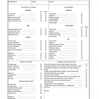 DA Form 6125. Road Test Score Sheet