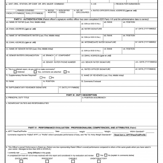 DA Form 67-10-1. Company Grade Plate (O1 - O3; WO1 - CW2) Officer Evaluation Report