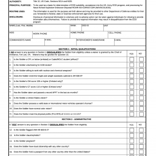 DA Form 7759. United States Army Explosive Ordnance Disposal (EOD) Interview Checklist
