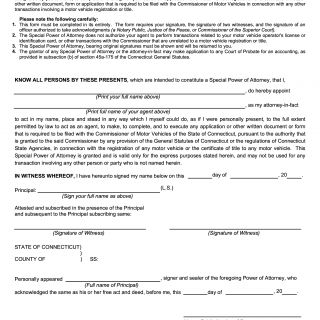 Form A83. Connecticut Special Power of Attorney