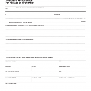 Applicant's Authorization For Release Of Information. ABCDM 228