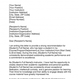 Academic Reference Letter