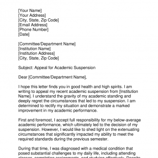 Academic Suspension Appeal Letter