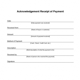 Acknowledgement Receipt of Payment sample