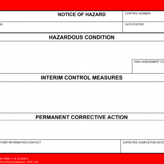 AF Form 1118 - Notice of Hazard