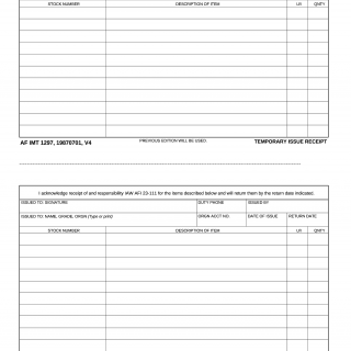 AF Form 1297. Temporary Issue Receipt