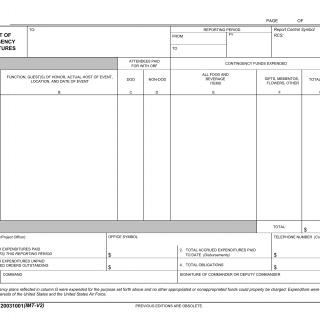 AF Form 134 - Report of Contingency Expenditures