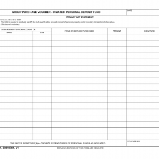 AF Form 1391 - Group Purchase Voucher - Inmate''S Personal Deposit Fund