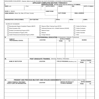 AF Form 1540 - Application for Clinical Privileges / Medical Staff Appointment