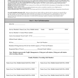 AF Form 1546 - Passenger Reservation Request