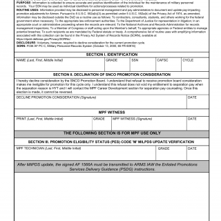 AF Form 1566A - Declination of Senior Noncommissioned Officer (SNCO) Promotion Consideration