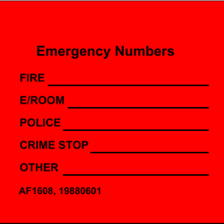 AF Form 1608 - Emergency Numbers
