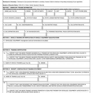 AF Form 171. Request for Driver Training and Addition to U.S. Government Driver's License