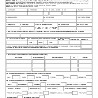 AF Form 1711A - Usaf Test Pilot School Application for Rated Personnel