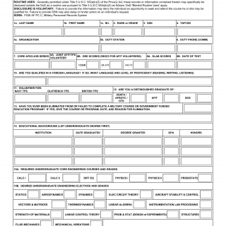 AF Form 1711B - Usaf Test Pilot School Application for Engineer Personnel