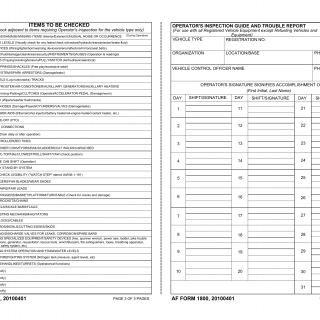 AF Form 1800 - Operator'S Inspection Guide and Trouble Report