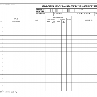 AF Form 2767PG1 - Occupational Health Training and Protective Equipment Fit Testing (LRA)