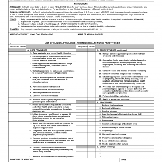 AF Form 2820-2 - Clinical Privileges - Women'S Health Nurse Practitioner