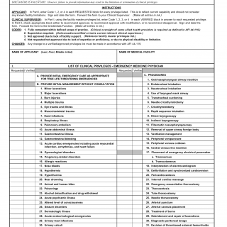 AF Form 2821 - Clincial Privileges - Emergency Medicine Physician