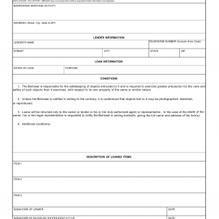 AF Form 3572 - Usaf Heritage Program Loan Agreement