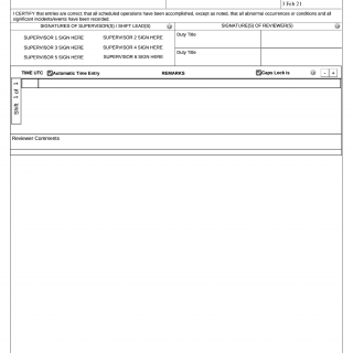 AF Form 3616. Daily Record of Facility Operation
