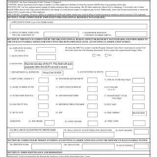 AF Form 3821 - Employee Accounting Data - Defense Civilian Pay System - Base Level