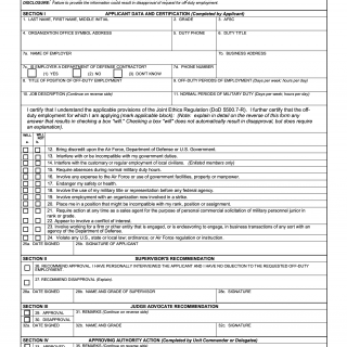 AF Form 3902. Application and Approval for Off-Duty Employment