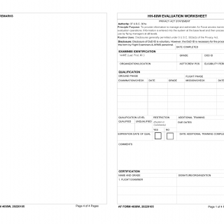 AF Form 4038W - Hh-60W Evaluation Worksheet