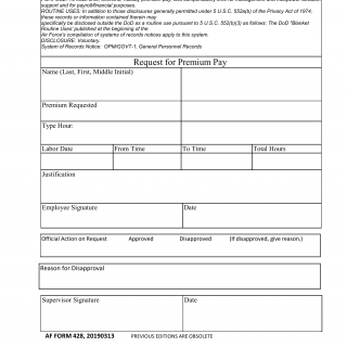 AF Form 428 - Request For Premium Pay | Forms - Docs - 2023