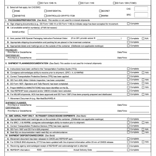 AF Form 4387. Outbound Transportation Protective Service Materiel Worksheet