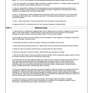 AF Form 4392. Predeparture Safety Briefing