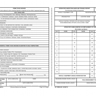 AF Form 4427 - Operator'S Inspection Guide and Trouble Report (Fuels Support Equipment)