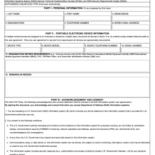 AF Form 4433. US Air Force Unclassified Wireless Mobile Device User Agreement