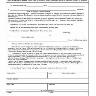 AF Form 507 - Agreement for Burial