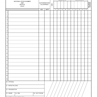 AF Form 538 - Personal Clothing and Equipment Record