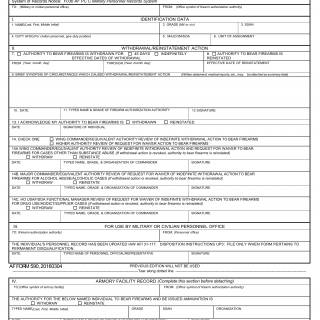 AF Form 590 - WITHDRAWAL or REINSTATEMENT OF AUTHORITY TO BEAR FIREARMS